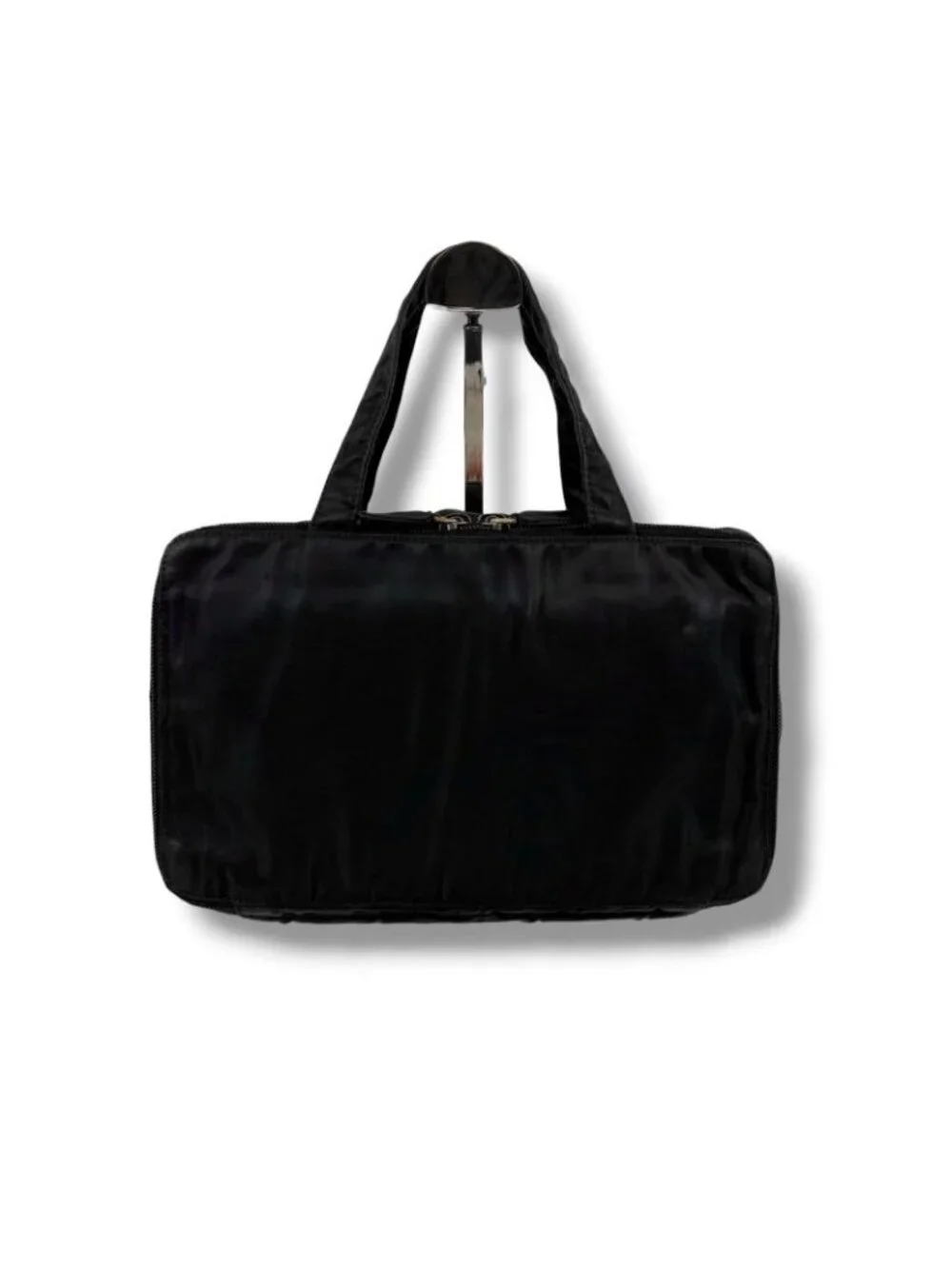 Prada Triangle Logo Mini Handbag Pouch Black Tessuto - Picture 2 of 13